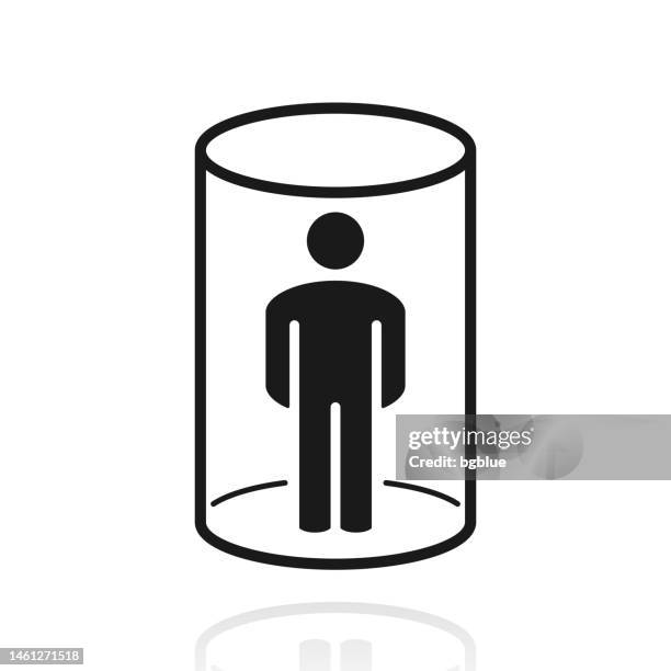 stockillustraties, clipart, cartoons en iconen met person placed in isolation. icon with reflection on white background - afgesloten ruimte