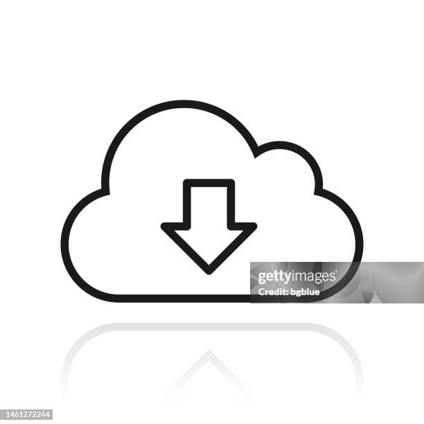 cloud download. icon with reflection on white background - cloud computing white background stock illustrations