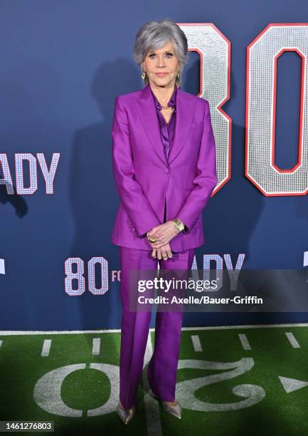 Jane Fonda attends the Los Angeles Premiere Screening of Paramount Pictures' "80 For Brady" at Regency Village Theatre on January 31, 2023 in Los...