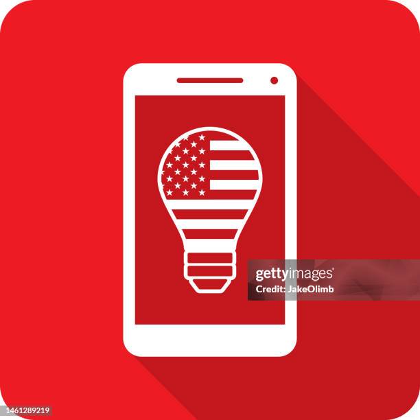 lightbulb us flag smartphone icon silhouette - phone screen reflection stock illustrations
