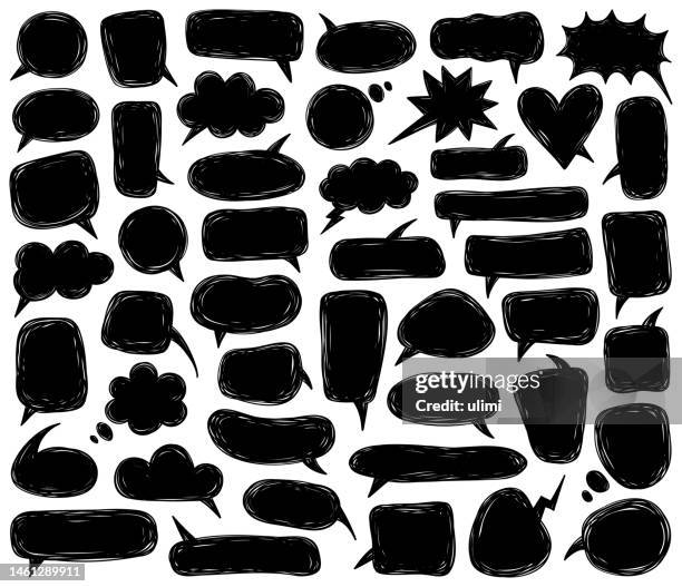 hand-drawn speech bubbles - thought bubble drawing stock illustrations