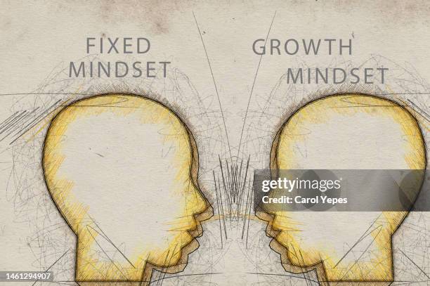 growth mindset vs fixed mindset concept in paperwork - change mindset stock pictures, royalty-free photos & images