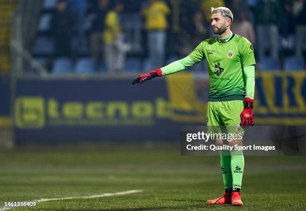 Ignacio de Arruabarrena of FC Arouca reacts during the Liga Portugal Bwin match between FC Arouca and SL Benfica at Arouca Municipal Stadium on...