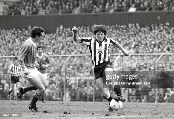 Newcastle player Peter Beardsley in action during a Second Division match against Cardiff City at St James' Park on February 25th, 1984 in Newcastle,...