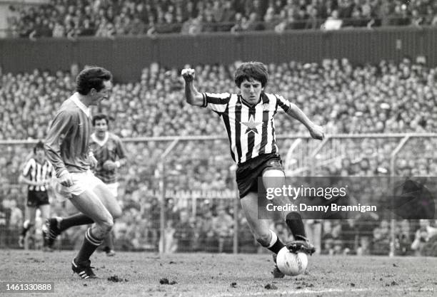 Newcastle player Peter Beardsley in action during a Second Division match against Cardiff City at St James' Park on February 25th, 1984 in Newcastle,...