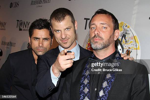 John Stamos, Trey Parker and Matt Stone attend the 66th Annual Tony Awards at the Beacon Theatre on June 10, 2012 in New York City.