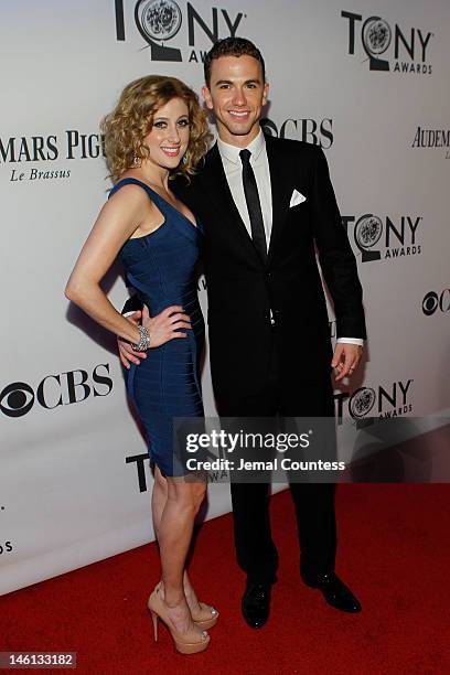 Actors Caissie Levy and Richard Fleeshman attend the 66th Annual Tony Awards at The Beacon Theatre on June 10, 2012 in New York City.