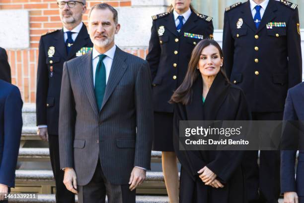 King Felipe VI of Spain and Queen Letizia of Spain attend several audiences at Zarzuela Palace on February 01, 2023 in Madrid, Spain.