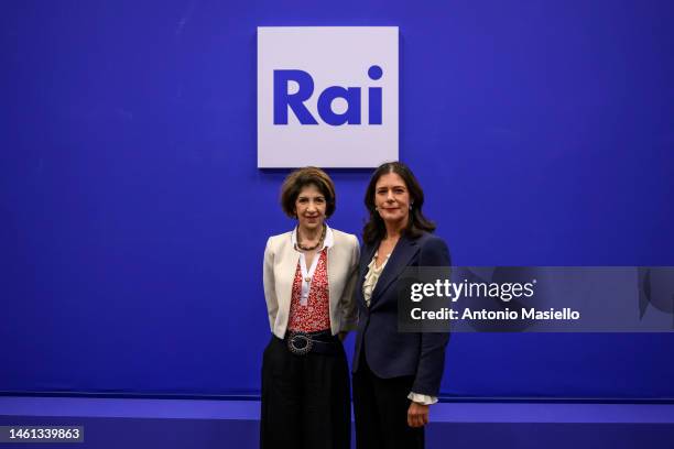 General Director of CERN Fabiola Gianotti and President of RAI TV Marinella Soldi attend the documentary presentation of "Alle Origini Del Nostro...