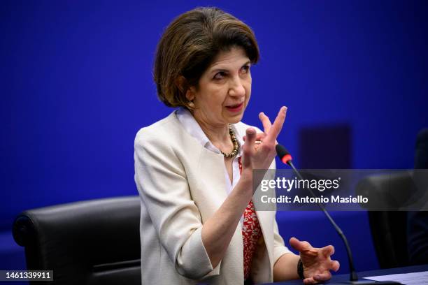 General Director of CERN Fabiola Gianotti attends the documentary presentation of "Alle Origini Del Nostro Futuro" at Rai Studios on February 1, 2023...