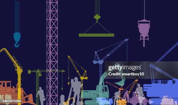 construction industry - construction workers break stock illustrations
