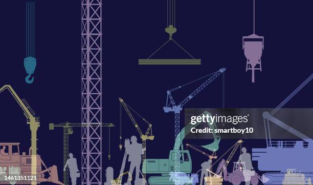 construction industry - construction workers break stock illustrations