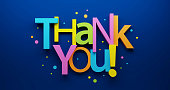 3D render of THANK YOU! colorful typography banner