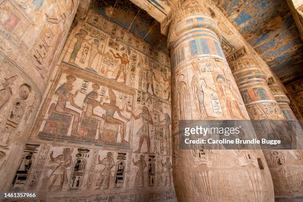 the temple of ramesses iii, luxor, egypt - egyptian gods stock pictures, royalty-free photos & images
