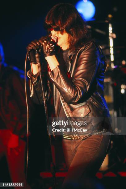 Joey Ramone of the band Ramones performs in concert at the Ripley Music Hall March 16, 1983 in Philadelphia, Pennsylvania