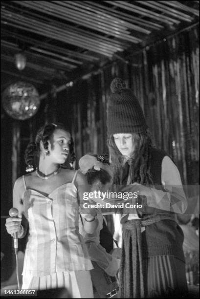 Neneh Cherry and Ari Up of The Slits onstage at Hammersmith Palais, London, UK on 30 November 1981.