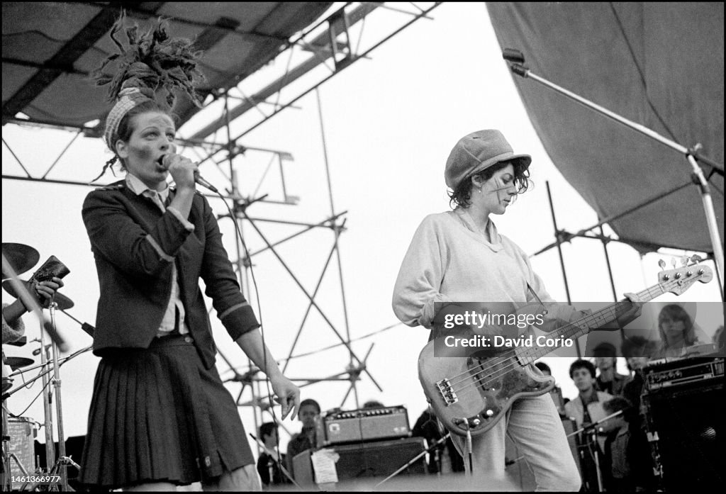 Patsy Pollitt Ari Up and Tessa Pollitt of The Slits performing at Alexandra Palace ...