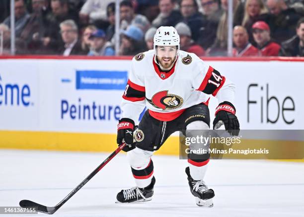 Tyler Motte of the Ottawa Senators skates during the first period against the Montreal Canadiens at Centre Bell on January 31, 2023 in Montreal,...