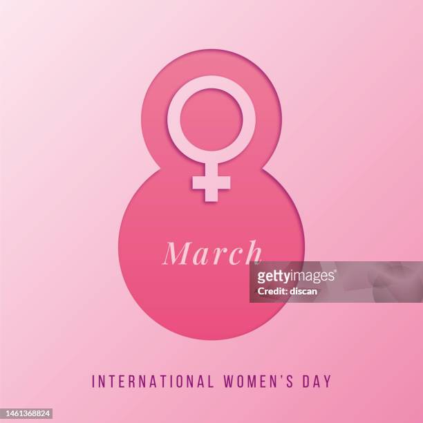 march 8 symbol in paper cut style with shadows. international women's day pink background. - creative08 stock illustrations