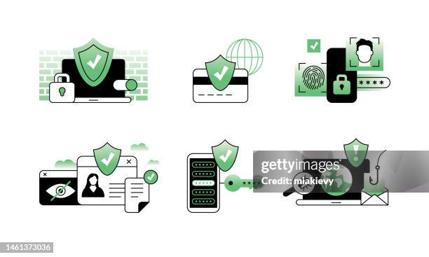illustrations, cliparts, dessins animés et icônes de icônes de sécurité en ligne - bouclier illustrations