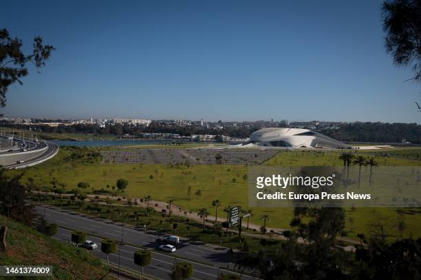 View of the Grand Theater of Rabat designed by the Anglo-Iraqi architect Zaha Hadid, on the opening day of the 12th Morocco-Spain High Level Meeting,...