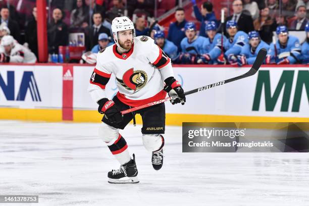 Tyler Motte of the Ottawa Senators skates during the second period against the Montreal Canadiens at Centre Bell on January 31, 2023 in Montreal,...