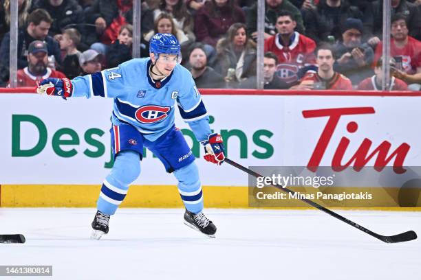 Nick Suzuki of the Montreal Canadiens skates during the second period against the Ottawa Senators at Centre Bell on January 31, 2023 in Montreal,...