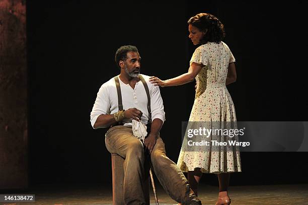 Audra McDonald and Norm Lewis perform from "Porgy and Bess" onstage at the 66th Annual Tony Awards at The Beacon Theatre on June 10, 2012 in New York...