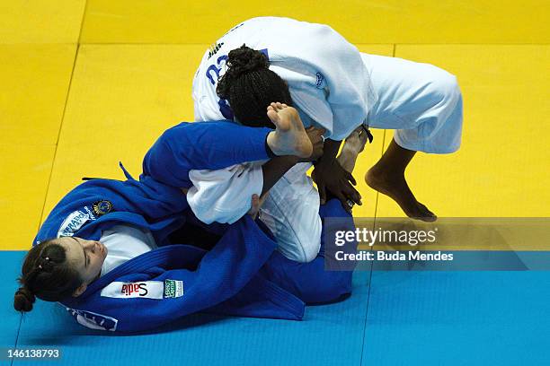 Helana Romanelli in action against Vanessa Chala during their fight at semifinal -70 Kg female category as part of the Grand Slam of Judo at Caio...