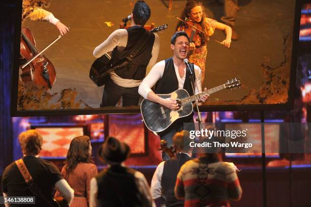 Steve Kazee and the cast of 'Once' perform onstage at the 66th Annual Tony Awards at The Beacon Theatre on June 10, 2012 in New York City.