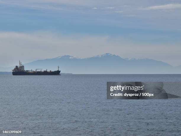 scenic view of sea against sky,thessaloniki,greece - oil tanker stock pictures, royalty-free photos & images