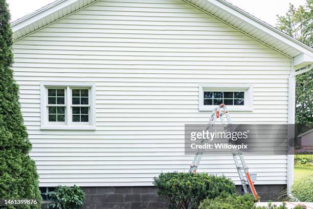 diy power washing house siding finished - weatherboard stock pictures, royalty-free photos & images