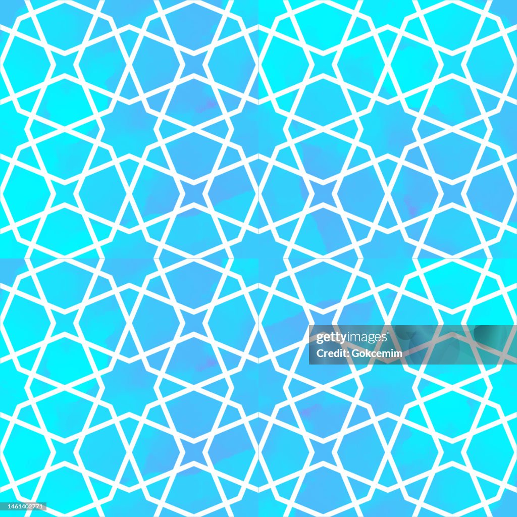 Islamic Blue Pattern Translucent Simple Watercolor Blue Islamic Seamless Pattern Abstract Background High-Res ...