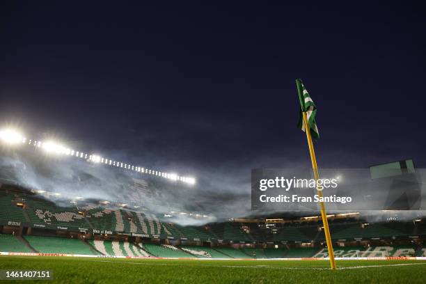 General view inside the stadium prior to the LaLiga Santander match between Real Betis and FC Barcelona at Estadio Benito Villamarin on February 01,...