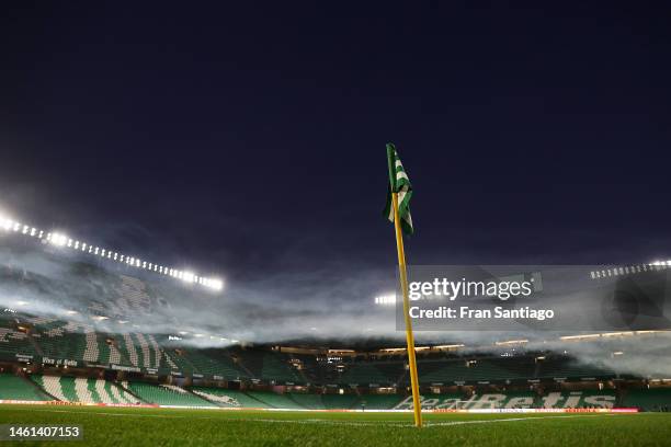 General view inside the stadium prior to the LaLiga Santander match between Real Betis and FC Barcelona at Estadio Benito Villamarin on February 01,...