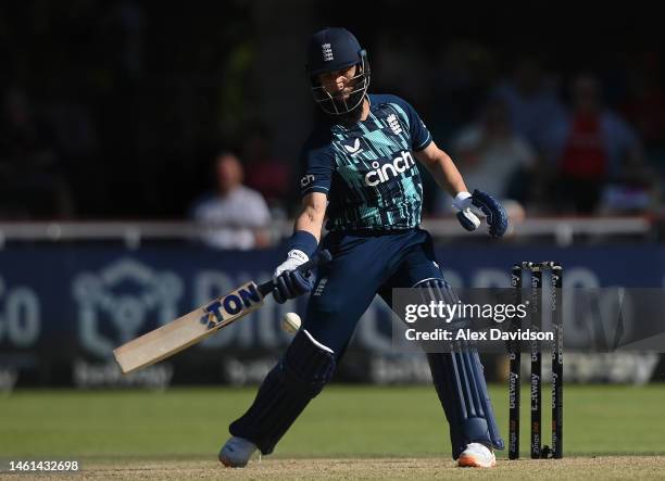 Moeen Ali of England plays a one handed shot during the 3rd One Day International between South Africa and England at the Diamond Oval on February...