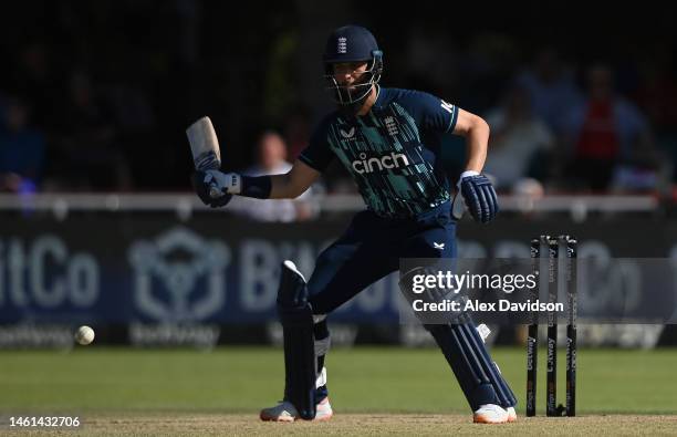 Moeen Ali of England plays a one handed shot during the 3rd One Day International between South Africa and England at the Diamond Oval on February...