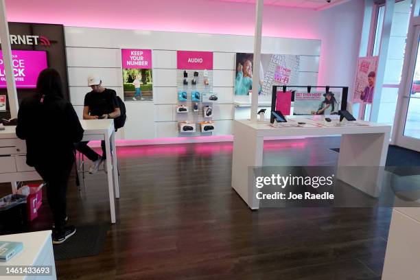 Mobile store on February 01, 2023 in Miami, Florida. The company reported that in the fourth quarter, profits more than tripled as it recorded lower...