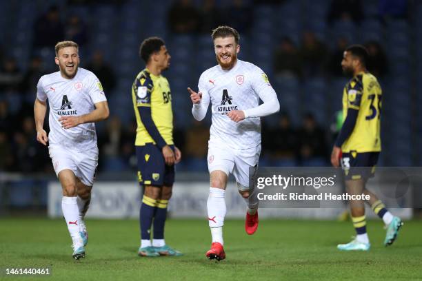 Nicky Cadden of Barnsley celebrates after scoring the team's second goal during the Sky Bet League One between Oxford United and Barnsley at Kassam...