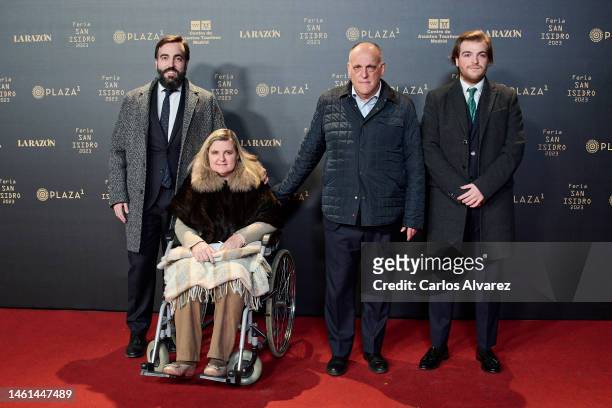 Javier Tebas and family attends the photocall for "San Isidro Fair 2023" presentation at the Las Ventas Bullring on February 01, 2023 in Madrid,...