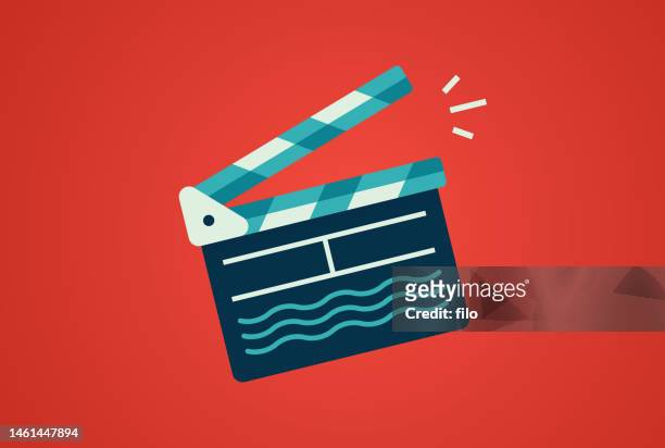 ilustraciones, imágenes clip art, dibujos animados e iconos de stock de film movie slate red carpet movie cinema business symbol background - realizador de cinema
