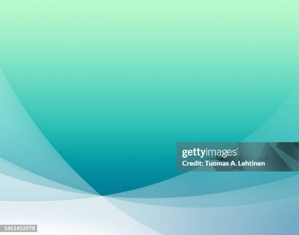 curved and transparent white layers or lines on mint green to cyan blue color gradient background. - mint green photos et images de collection