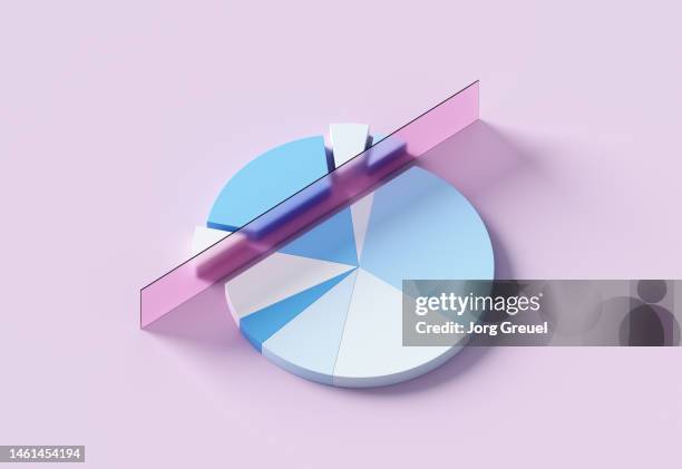divided pie chart - sparpaket stock-fotos und bilder