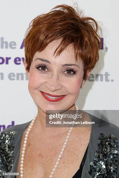 Annie Potts attends The Actors Fund's 16th Annual Tony Awards Viewing Party Honoring Jason Alexander at Skirball Cultural Center on June 10, 2012 in...