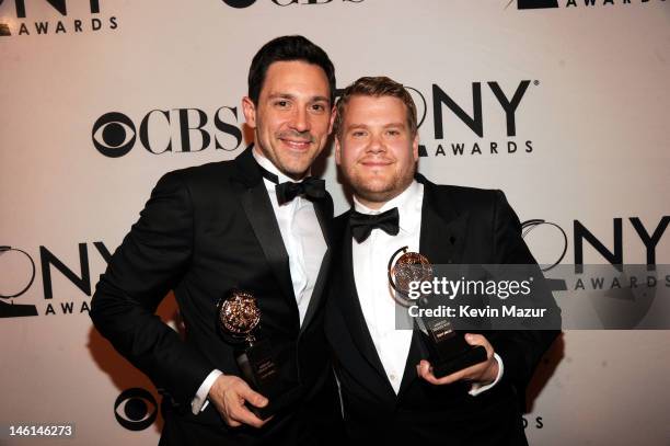 Actors Steve Kazee and James Corden attend the 66th Annual Tony Awards at The Beacon Theatre on June 10, 2012 in New York City.