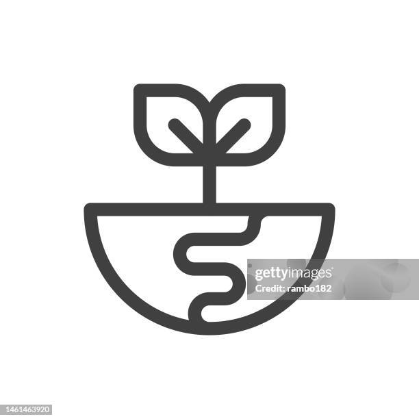 planet earth, ecology, climate change, plant vector icon on white background. editable stroke. pixel perfect. for mobile and web. outline vector graphics. - poland landscape stock illustrations