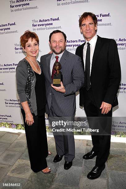 Actors Annie Potts, Jason Alexander and Scott Bakula arrive at The Actors Fund's 16th Annual Tony Awards Viewing Party at Skirball Cultural Center on...