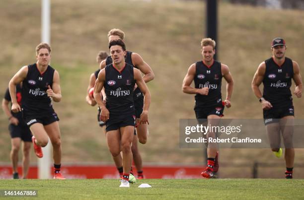 General view during an Essendon Bombers AFL training session at The Hangar on February 02, 2023 in Melbourne, Australia.