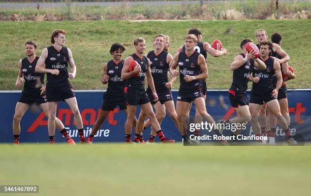 General view during an Essendon Bombers AFL training session at The Hangar on February 02, 2023 in Melbourne, Australia.