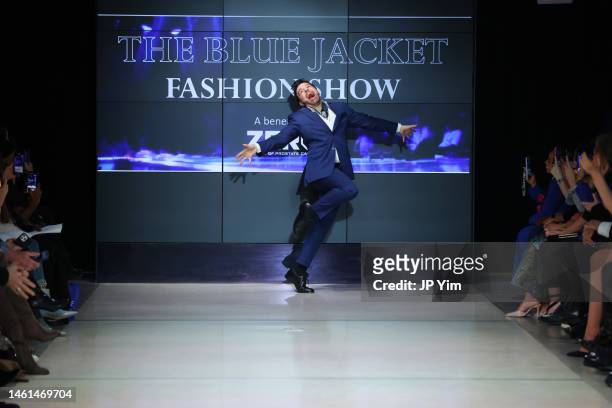 Mario Cantone walks the runway wearing Gustavo Moscoso during the Seventh Annual Blue Jacket Fashion Show at Moonlight Studios on February 01, 2023...